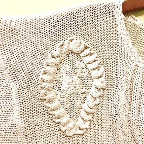 Vintage cotton / ramie sweater Aran style sweater - Picture 6 of 11